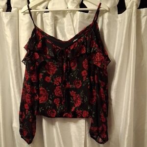 Disney Black and Red Floral Blouse Coco Lg